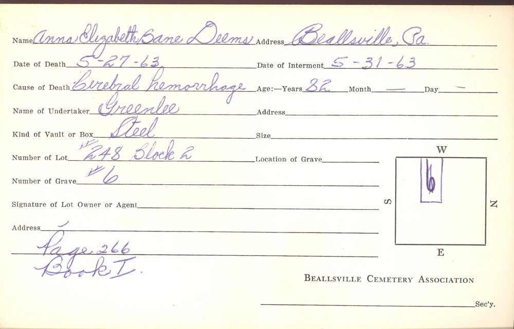 burial card